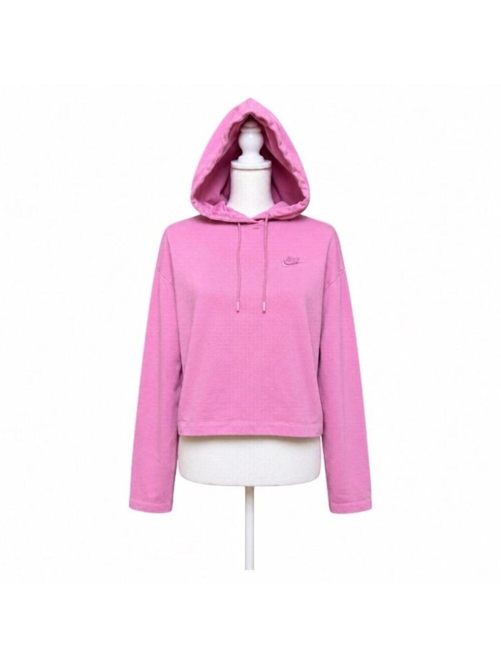 Nike Cropped Hoodie Women’s Small Pink 100% Cotton Pullover Sweatshirt